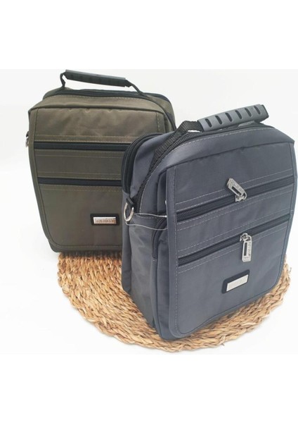 Büyük Boy Erkek El Çantası, Yatay Fermuarlı, Gri Renk, Şık ve Kullanışlı