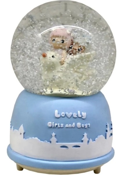 Lovely Girls And Boys Müzikli Hareketli Kar Küre Wireless 15X10CM Cam Sulu Poliserin 1 Adet modelleri