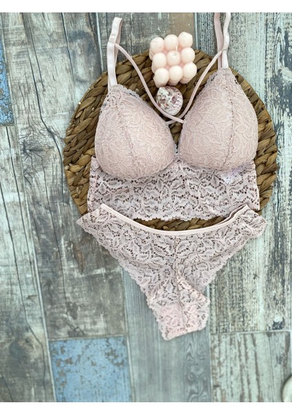 Dantel Çapraz Ip Detaylı Sexy Sütyen Takım