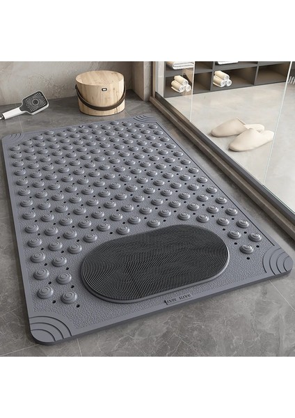 Antrasit Silikon Banyo Paspası Duş Kaydırmazı Vantuzlu Kaymaz Tabanlı Banyo Paspası 36 x 69,5 cm