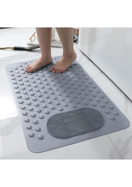 Antrasit Silikon Banyo Paspası Duş Kaydırmazı Vantuzlu Kaymaz Tabanlı Banyo Paspası 36 x 69,5 cm fırsatları