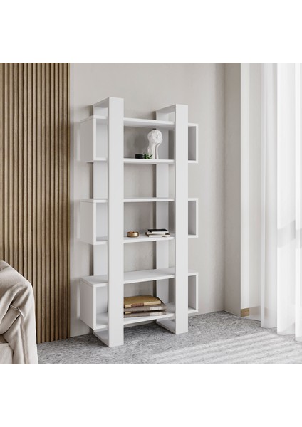 Inarch Dizayn Milano Kitaplık, Raflı Kitaplık, Kütüphane, Çalışma Odası, Ev-Ofis, Beyaz