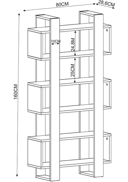 Inarch Dizayn Milano Kitaplık, Raflı Kitaplık, Kütüphane, Çalışma Odası, Ev-Ofis, Beyaz