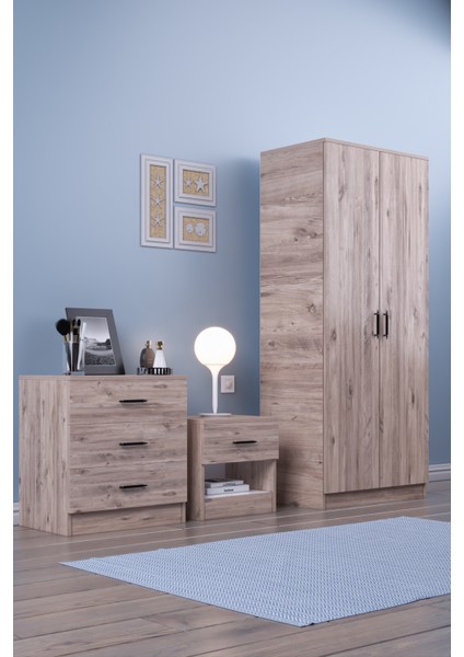 Abete 2 Kapili Gardirop +1 Çekmeceli̇ Komodi̇n +3 Çekmeçeli̇ Şi̇foni̇yer/Atlantik Çam