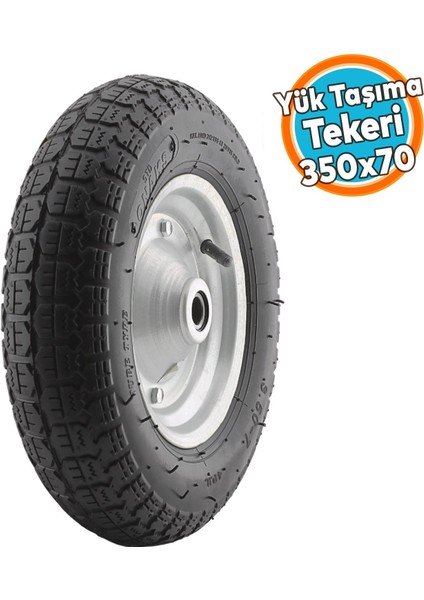 El Arabası Yük Taşıma Tekeri Bilyeli Rulmanlı Havalı Dubleks 350X70 mm Çelik Jant Tekerlek