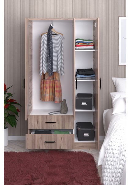 Abete 3 Kapılı 2 Çekmeceli Gardırop (Elbise Dolabı-Yüklük) / Atlantik Çam modelleri
