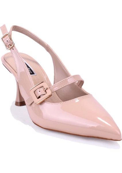 DZA07-108525641 Bej Rugan Klasik Topuklu Kadın Ayakkabı