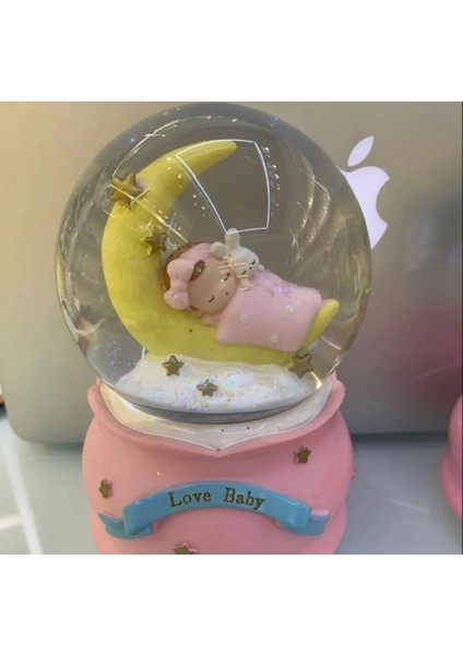Ay Bebek Gift Moon Kar Küre Işıklı 100MM Püskürtmeli 15 x 10 cm Cam Sulu Poliserin Wireless 1 Adet fırsatları