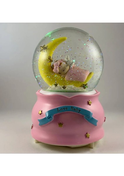 Ay Bebek Gift Moon Kar Küre Işıklı 100MM Püskürtmeli 15 x 10 cm Cam Sulu Poliserin Wireless 1 Adet indirimleri
