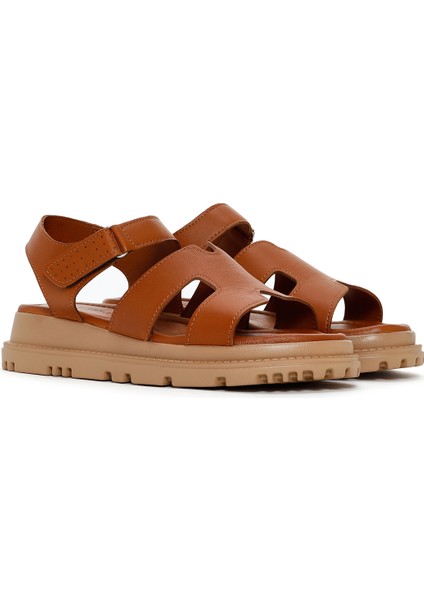 Kadın Taba Deri Comfort Sandalet 25SFD300218