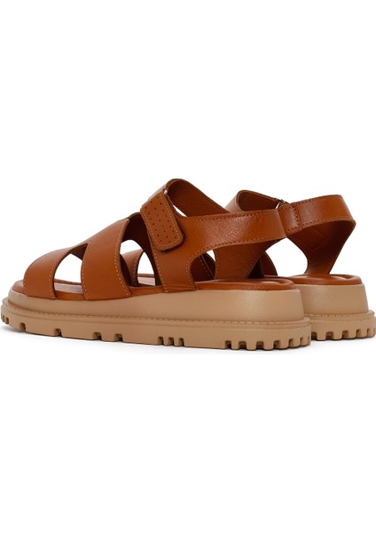 Kadın Taba Deri Comfort Sandalet 25SFD300218