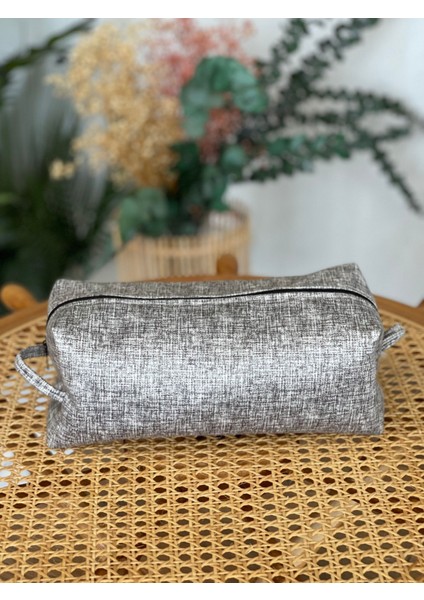 Gri Kalemlik , Makyaj Çantası ,düzenleyici Astarlı Büyük Boy