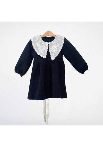 Dantel Yakalı Kız Çocuk Elbise – Siyah modelleri