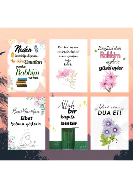 6'lı Islami Motto Kartlar