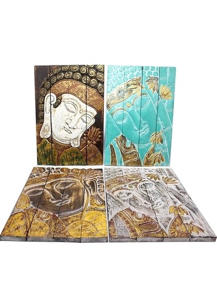 Duvara Asmalı Ahşap Buda Pano Namı-10