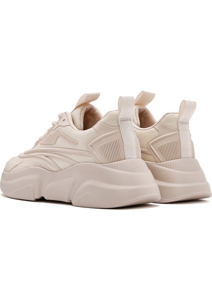 Kadın Bej Bağcıklı Kalın Tabanlı Sneaker 25SFD431114