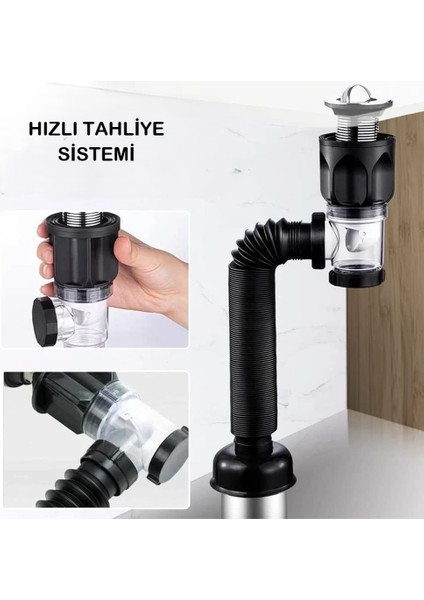 Mutfak ve Banyo Için Koku ve Tıkanma Önleyici Lavabo Gider Borusu Hızlı Tahliye Sağlam ve Dayanıklı modelleri