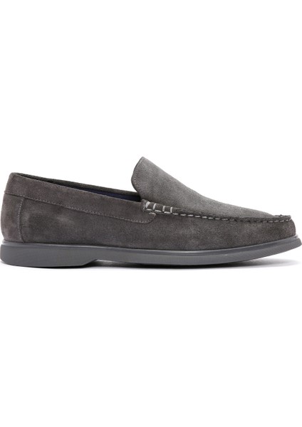 Fly Erkek Gri Süet Deri Loafer 25SFD631010