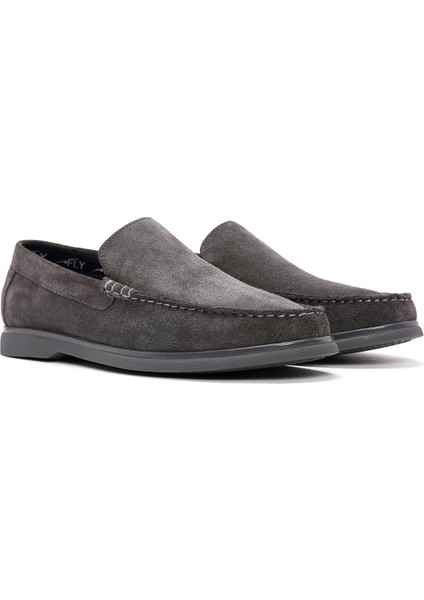 Fly Erkek Gri Süet Deri Loafer 25SFD631010