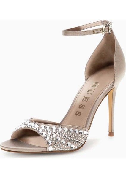 Kable Gümüş Taşlı Topuklu Ayakkabı
