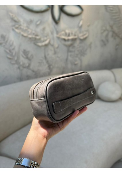 Şık Gri Hakiki Deri El Çantası Orta Boy, Zarif ve Dayanıklı Tasarım indirimleri