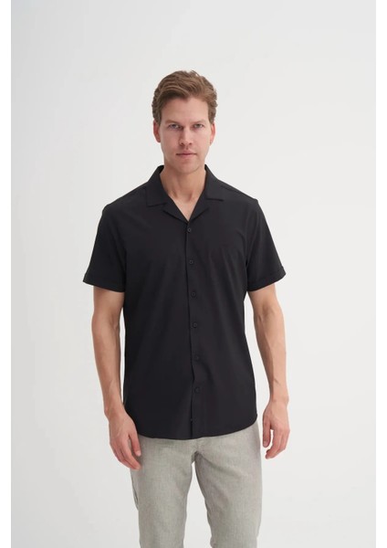Cazador Regular Fit Kısa Kol Gömlek Siyah
