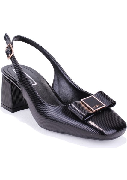 DZA07-108525516 Siyah Rugan Klasik Topuklu Kadın Ayakkabı