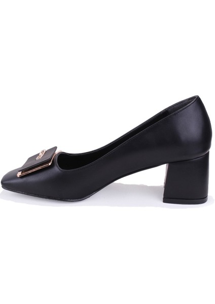 DZA07-1219606 Siyah Kalın Topuklu Klasik Kadın Ayakkabı modelleri