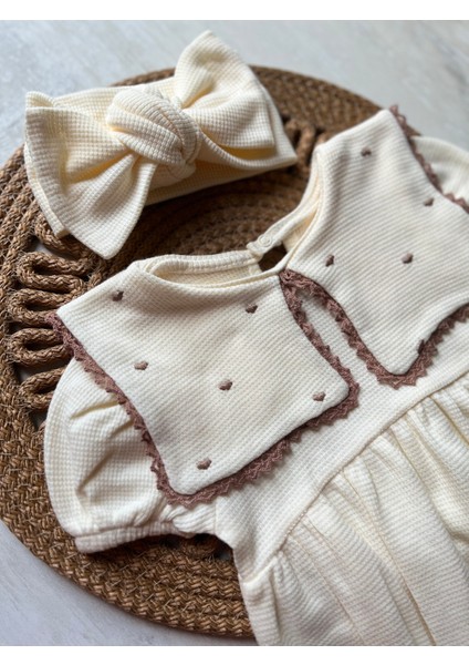 Fukukumbaby Kalp Nakışlı Kare Yaka Kız Bebek Romper fiyatları