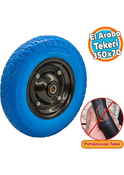 El Arabası Tekeri Yük Taşıma Rulmanlı Patlamayan Poliüretan Teker Pu Dolma Tekerlek 350X70 mm
