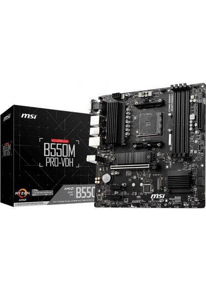 B550M Pro-Vdh Am4 Ddr4 4400(OC) HDMI Dp VGA M.2 Usb3.2 Matx Anakart