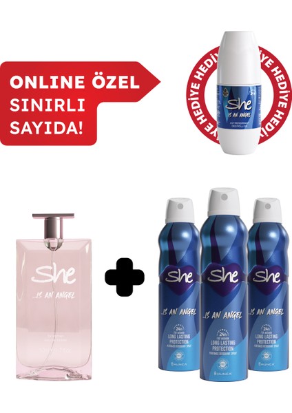 Is Angel Kadın Edt Parfüm 50 ml Deodorant 3X150 ml Avantajlı Set Roll On Hediyeli