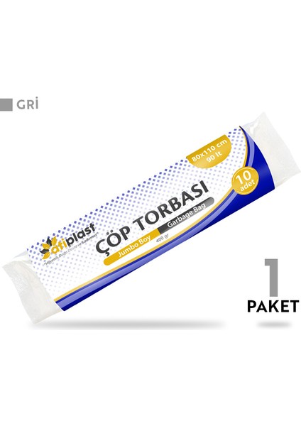 Çöp Torbası Endüstriyel Jumbo Boy 400 gr 80 x 110 cm Gri