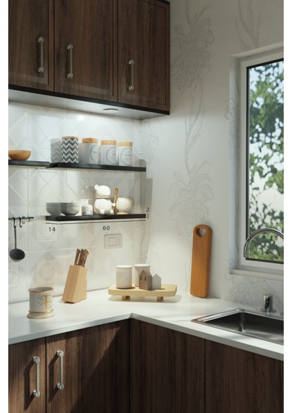 60 cm Mat Siyah Mdf Uçan Duvar Rafı Gizli Bağlantı Kitaplık