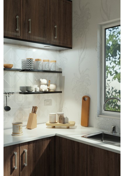 60 cm Mat Siyah Mdf Uçan Duvar Rafı Gizli Bağlantı Kitaplık