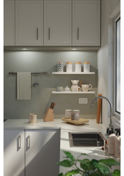 60 cm 2li Mat Beyaz Mdf Uçan Duvar Rafı Gizli Bağlantı Kitaplık
