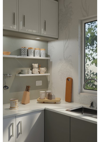 60 cm 2li Mat Beyaz Mdf Uçan Duvar Rafı Gizli Bağlantı Kitaplık