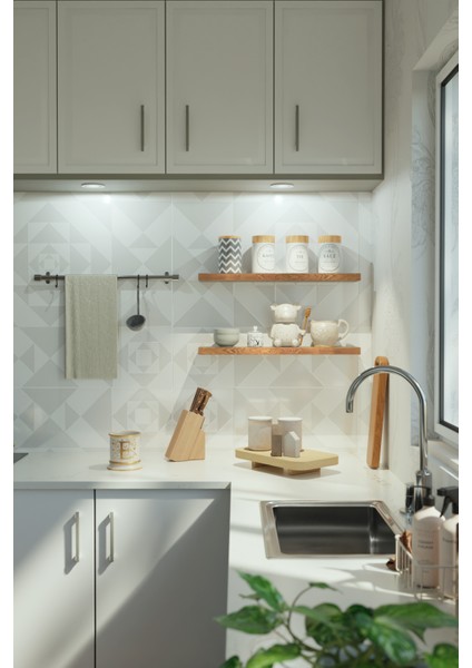 60 cm 2li Safir Meşe Mdf Uçan Duvar Rafı Gizli Bağlantı Kitaplık