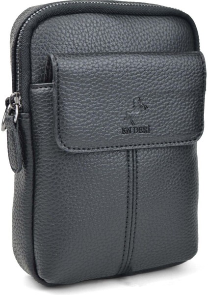 Şık ve hafif erkek askılı omuz çantası, dayanıklı suni deri, siyah renk fırsatları