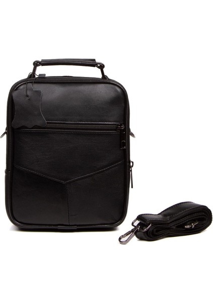 Şık hakiki deri orta boy siyah çanta, 15,5x19,5 cm, modern tasarım modelleri