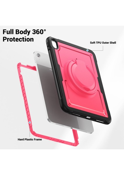 Apple iPad 11.Nesil A16 11inç/10.Nesil 10.9inç Kılıf Handle Ring Yüzüklü Amour Tank Case Fuji