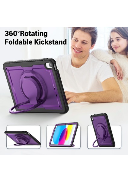 Apple iPad 11.Nesil A16 11inç/10.Nesil 10.9inç Kılıf Handle Ring Yüzüklü Amour Tank Case Fuji indirimleri