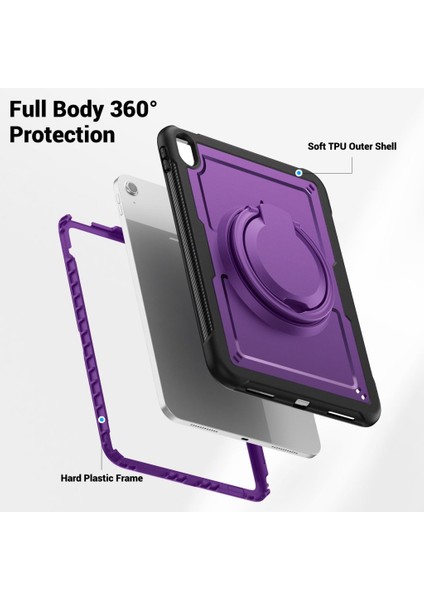 Apple iPad 11.Nesil A16 11inç/10.Nesil 10.9inç Kılıf Handle Ring Yüzüklü Amour Tank Case Fuji