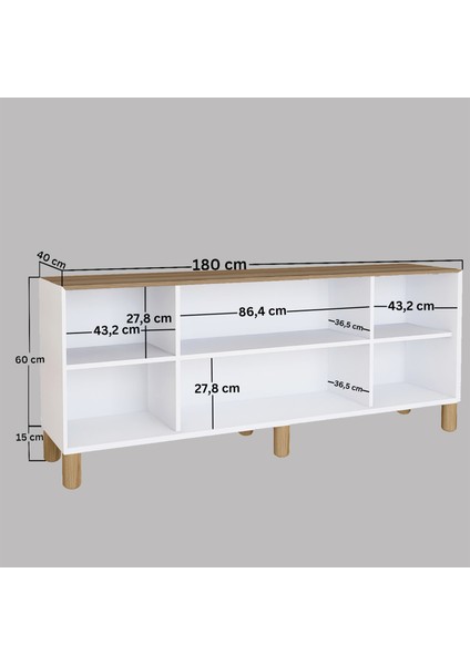 Bohem Serisi Natura Pvc Hasır Desen Mat Beyaz - Açık Ceviz Konsol