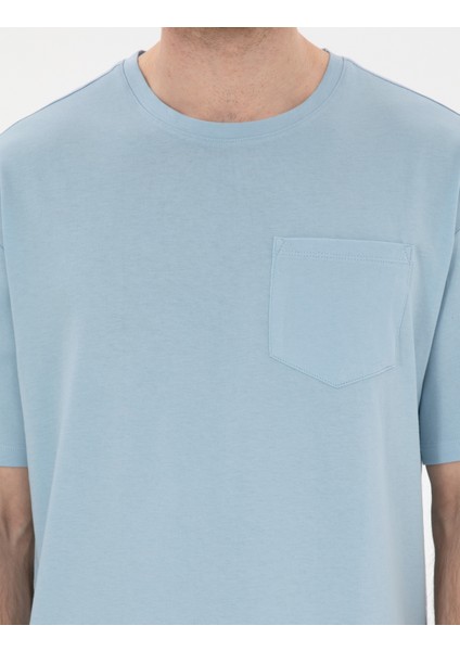 Erkek Açık Mavi Comfort Fit Basic Tişört 50306991-VR003