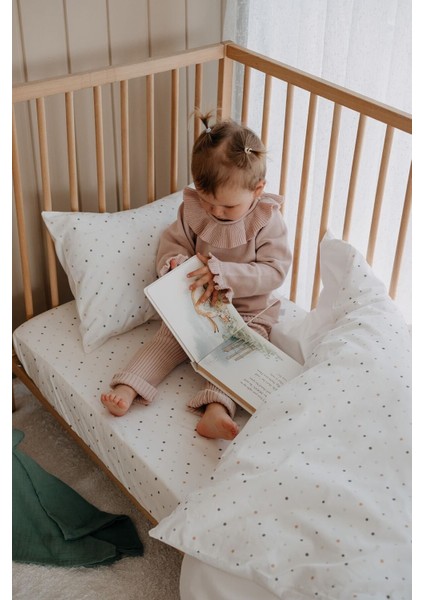 Bebek Boy Lastikli Çarşaf Seti | Green Dots