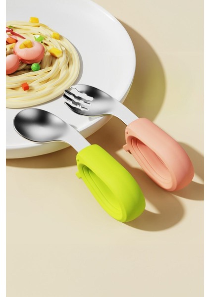 304 Paslanmaz Çelik Bebek Çocuk Kaşık ve Çatal Set CIN769 indirimleri