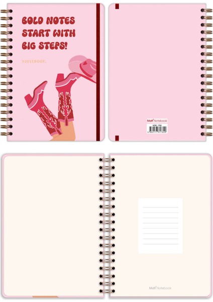 B5 17X24 cm Spiralli Lastikli Noktalı Tarihsiz Not Defteri Çizme