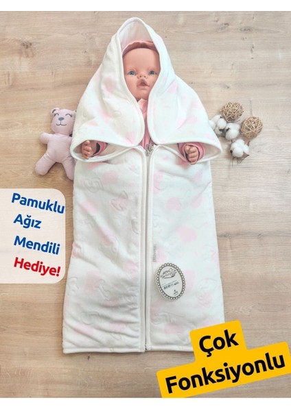 %100 Pamuklu & Yumuşak Bebek Battaniyesi - Baskılı & Fermuarlı Angora Battaniye