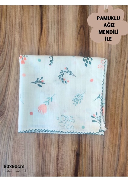 Desenli Müslin Kız Erkek Bebek Battaniyesi Oeko-Texli %100 Pamuklu Puset Örtüsü Yenidoğan 90 x 80 cm